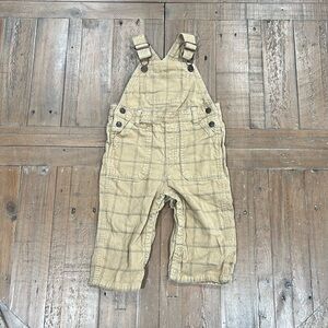 Janie and jack caramel plaid corduroy overalls